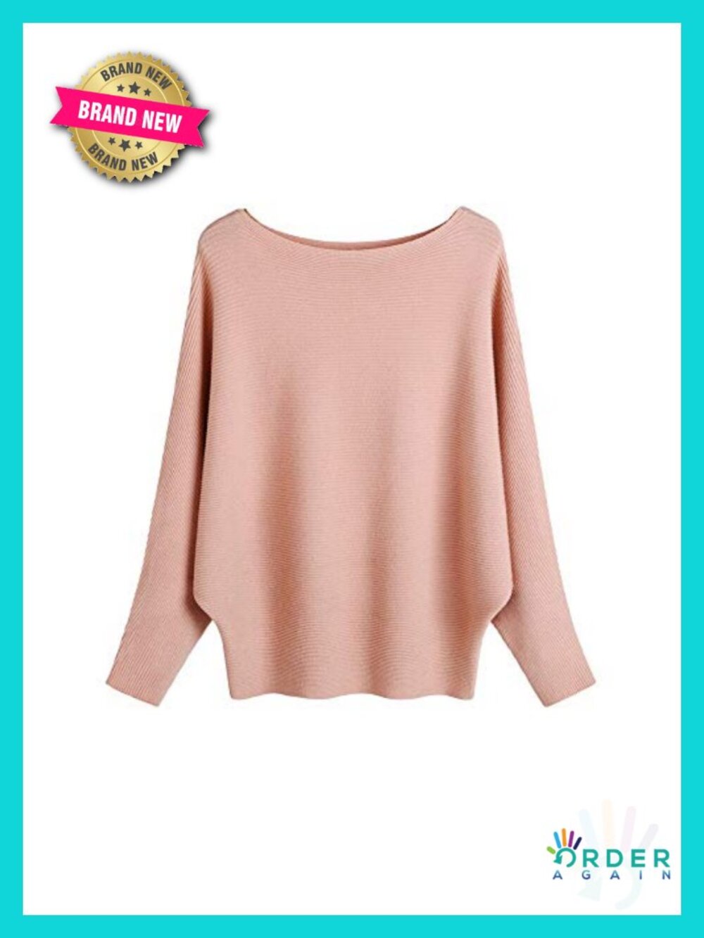 Women Dolman Batwing Sleeve Knit Sweater Boat Neck Pullover Top